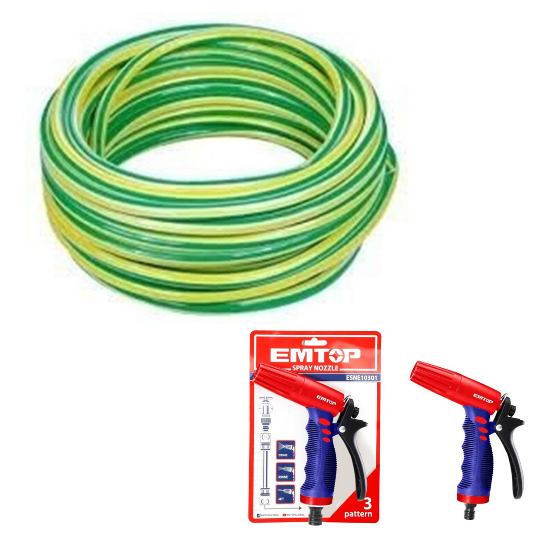 Combo Manguera Psf 1/2 X 15mts + Pistola 3 Vias Emtop Esne10301