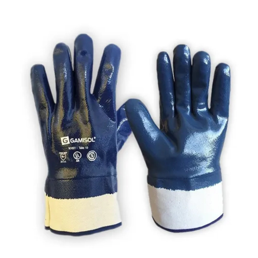 Par Guante Nitrilo Hiflex Puño Lona Baño Completo. Iram