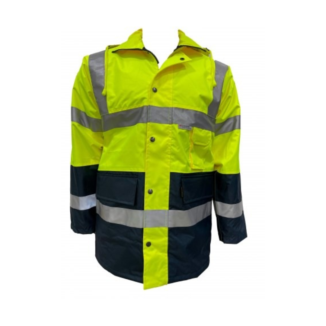 Campera parka hi-viz amarilla y azul con reflectivo Sacobel